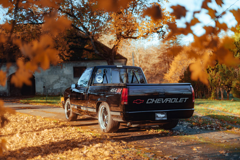 Chevrolet C1500 454 SS rear view with Chevrolet tailgate
