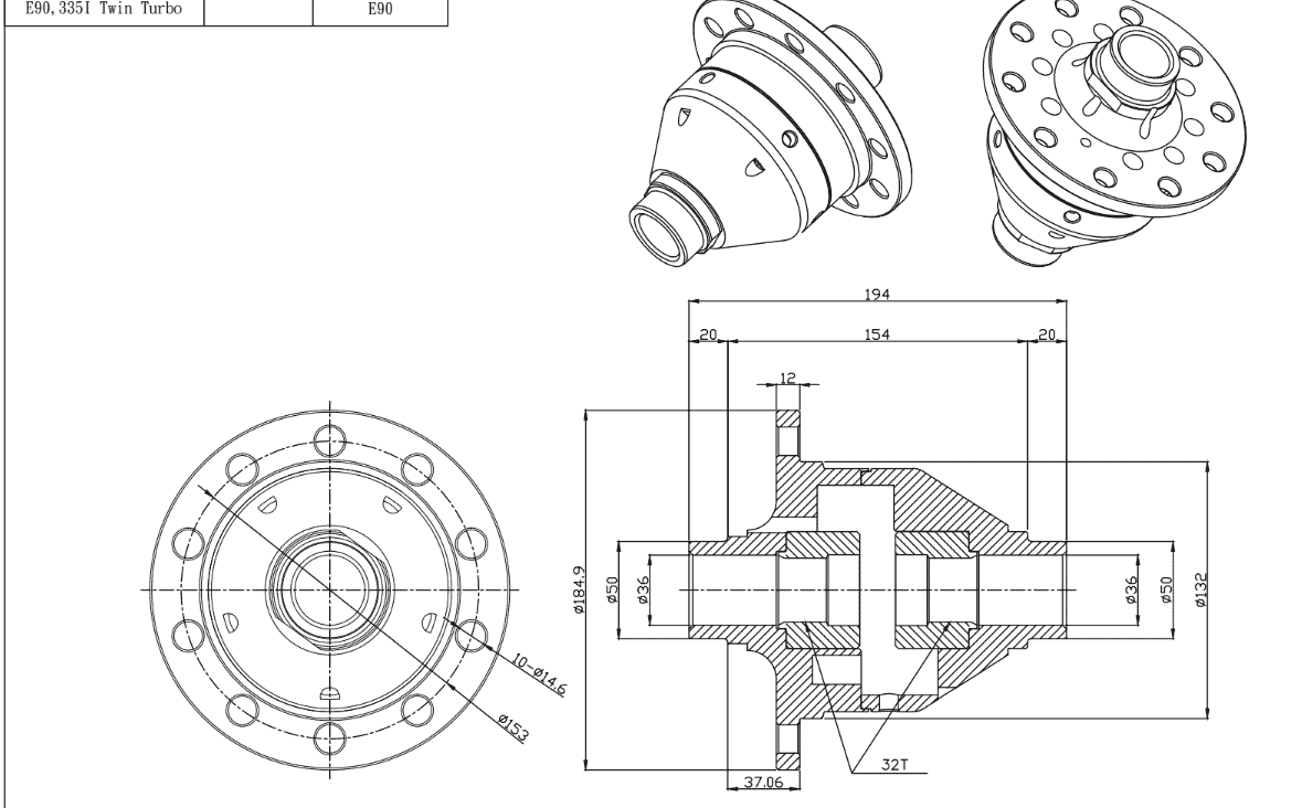 Tenaci Torsen Differential (TBM-410) for BMW 215K